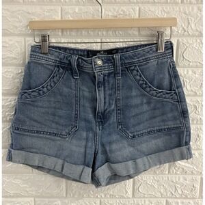 HOLLISTER WOMENS‎ JEAN SHORTS SIZE 5 W27 ULTRA HIGH RISE MOM SHORT 3" DENIM